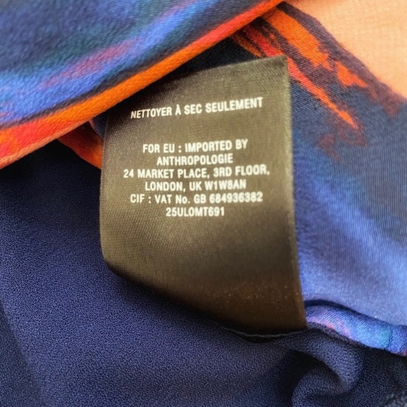 Anthropologie Leifsdottir Multicolor Malva Floral Asymmetric Hem Silk Top,Size 8 - Picture 9 of 11